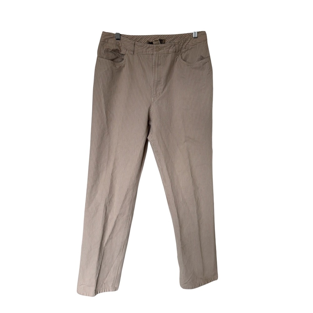 Jones New York Country Pants Womens 10 Tan Striped‎ Cotton Straight Leg Euc y2k